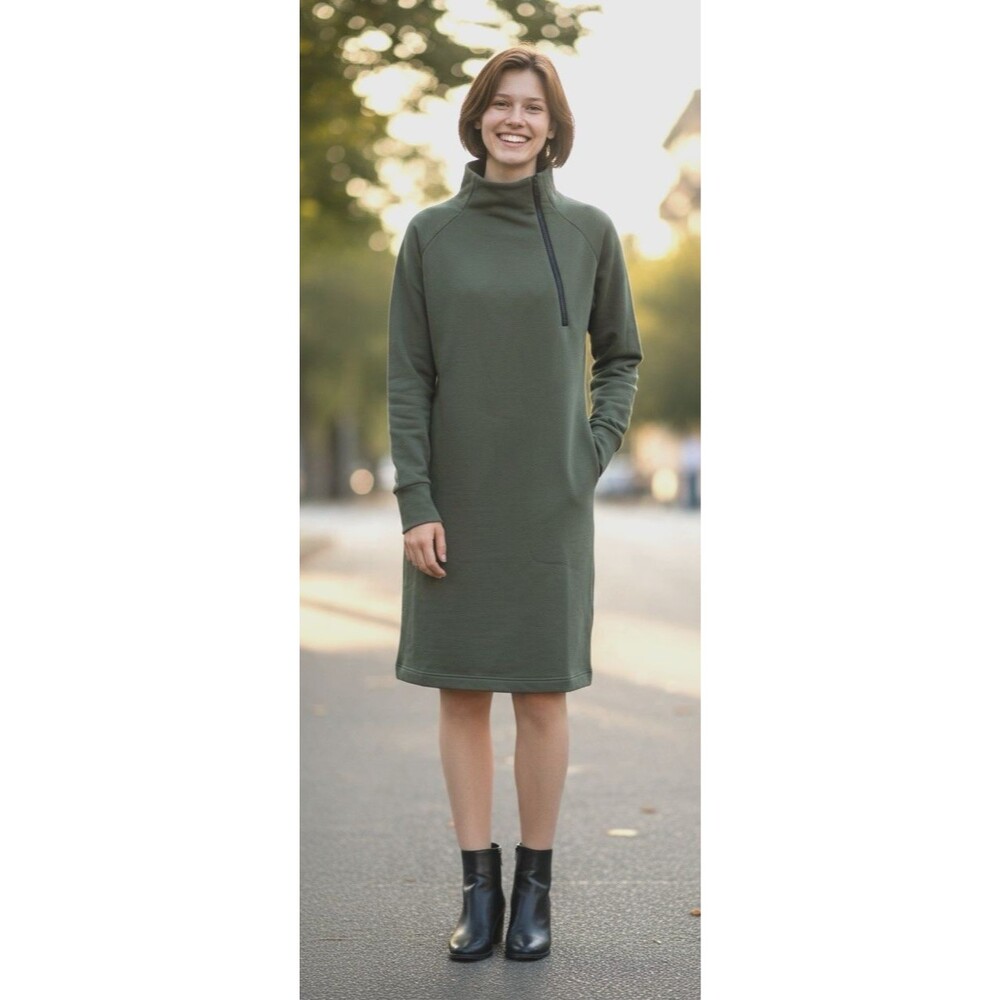 Marcella NYC womens Alani sweatshirt turtleneck zip french terry  dress Small
